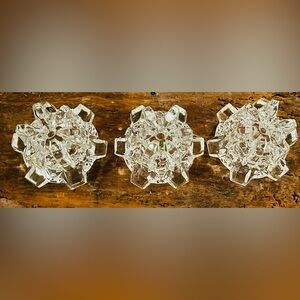 Hadeland Norway ‘Istid’ Crystal Taper Candle Holders Art Glass, Vintage